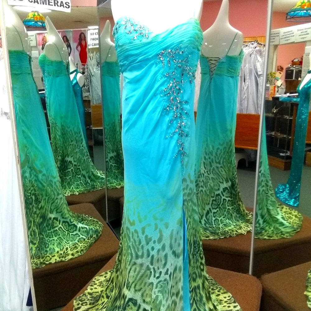 Chiffon ombre print formal dress